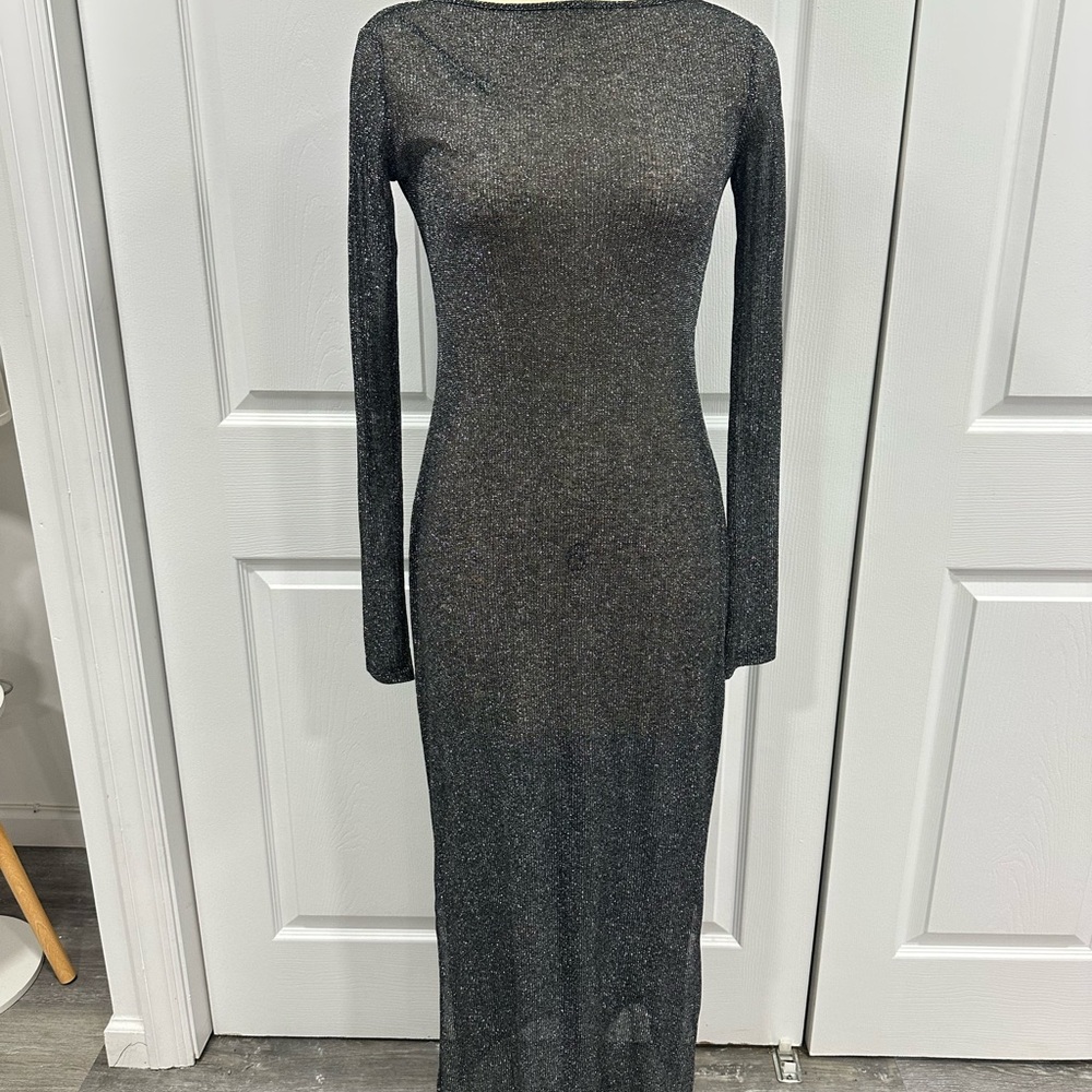 H&M Shimmering Black Long Sleeve Dress